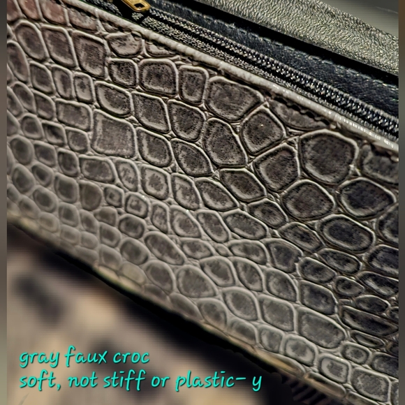 Slick Vintage Faux Croc Clutch/Shoulder Bag - Picture 9 of 10